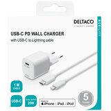 Deltaco Domači Polnilec 1x USB-C, PD 20 W + kabel USB-C - Lightning 1m BELO | Shoptok.si