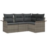 vidaXL vrtni kavč set Set 4 Siva Poliester blazine in ratan osnova | Shoptok.si