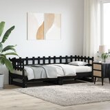 vidaXL Dnevni ležaj na izvlačenje crni 2x(90x200) cm masivna borovina | shoptok.hr