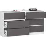 AKORD Komoda, 6 Predalov, Bela/Grafitno Siva, (5000332180) | Shoptok.si
