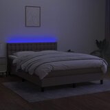  box spring s madracem LED smeđesivi 140x200 cm tkanina | shoptok.hr