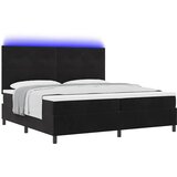  LED Box Spring Krevet s uzglavljem Crna 200 x 200 cm Baršun | Shoptok.si
