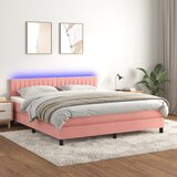 The Living Store Box spring postelja z vzmetnico LED roza 180x200 cm žamet - Box Spring Postelja, (21491227) Cene