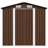 vidaXL Vrtna skladiščna lopa rjava 204x132x186 cm jeklena | Shoptok.si