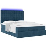  Ottoman krevet s madracima i LED diodama tamnoplavi 140x200 cm baršun | shoptok.hr