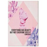  Slika - Beauty in the Eyes - Inspirational Quote with Pink Bust and Flowers 60x90 Premium Print | shoptok.hr