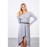 Kesi Dress with decorative belt and gray inscription | shoptok.hr