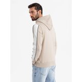 Ombre Men's cotton hoodie with contrasting elements - beige | ePonuda.com