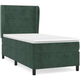 vidaXL Box spring postelja z vzmetnico temno zelen 90x190 cm žamet, (20902062) Cene