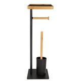  Stalak za WC četku i toalet papir crni+drvo 2071794 AWD | Eponuda.ba