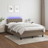  box spring s madracem LED smeđesivi 120 x 200 cm tkanina | shoptok.hr