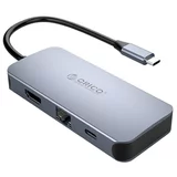 Orico Priključna postaja USB-C, 6 in 1, 3x USB 3.0, HDMI, RJ45, PD 100W, MC-U602P