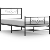  The Living Store Kovinski posteljni okvir z vzglavjem in vznožjem črn 100x190 cm - Posteljni Okvir, (21531638) | Shoptok.si