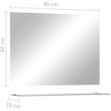  Zidno ogledalo s policom 80 x 60 cm od kaljenog stakla | shoptok.hr