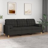 vidaXL Kavč dvosed z blazinami črn 180 cm blago Cene