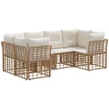  Set vanjskih sofa s jastukom 6 pcs Prirodna Poliester | shoptok.hr