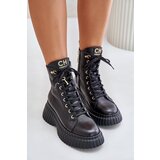 CheBello Leather Ankle Boots On Platform With Zipper And Decorative Padlock 4517 Black Cene