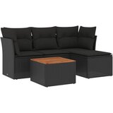 Maison Chic Seti vrtnega pohištva - Vrtna garnitura - Vrtni pohištvo set 5-delna z blazinami črn poli ratan, (21819848) | Shoptok.si