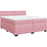 vidaXL Box spring postelja z vzmetnico roza 200x200 cm žamet, (21304673) | Shoptok.si