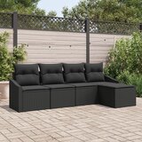 vidaXL set vrtnarskega kavča Set 5 Črna Ratan, poliester blazine, (22065088) | Shoptok.si