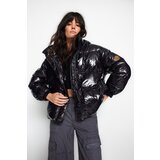 Trendyol Black Oversized Hooded Glossy Water-Repellent Inflatable Coat | Shoptok.si