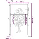 vidaXL Vrtna vrata antracitna 105x155 cm jeklena oblika drevesa | Shoptok.si