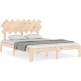 The Living Store Posteljni okvir z vzglavjem 140x200 cm trden les - Posteljni Okvir, (21525149) | Shoptok.si