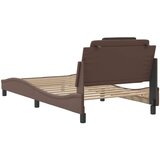  Okvir kreveta s LED svjetlima smeđi 100 x 200 cm umjetna koža | shoptok.hr