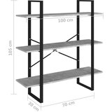 vidaXL Knjižna omara betonsko siva 100x30x105 cm iverna plošča | Shoptok.si