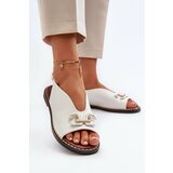 Kesi Women's flat-heeled sandals with embellishments, white Loraeleh cene