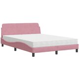 Krevet s madracem Dover ružičasti 140x200 cm baršunasti | Eponuda.com