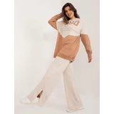 Fashion Hunters Beige and camel two-piece knitted set