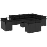  13-dijelni set vrtnih sofa s jastucima poliratan crni | shoptok.hr