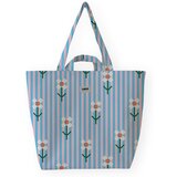 Lori Barcelona Nakupovalne torbe Fine Stripe And Bloom Flowers - Blue/Pink Modra Cene