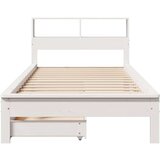 vidaXL Krevet s regalom za knjige bez madraca bijeli 90x200cm borovina | shoptok.hr
