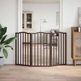 vidaXL Vrata za pse zložljiva 3 paneli rjava 150 cm topolovina | Shoptok.si