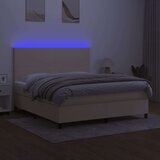  Box spring postelja z vzmetnico LED krem 180x200 cm blago | Shoptok.si
