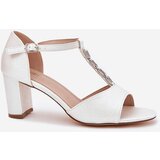 EVENTO Ladies Heeled Sandals With Decorative Strap Eco Leather White Triavera | shoptok.hr