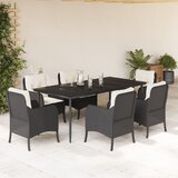 vidaXL 7-dijelni vrtni blagovaonski set s jastucima crni od poliratana | shoptok.hr