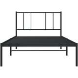  Metalni okvir za krevet s uzglavljem crni 100x200 cm | shoptok.hr