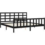  Za krevet s uzglavljem crni 200 x 200 cm od masivnog drva | shoptok.hr