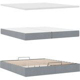 vidaXL Otomanski posteljni okvir z vzmetnico svetlo siv 200x200 cm | Shoptok.si