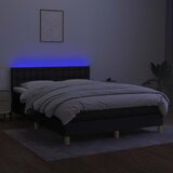  Krevet box spring s madracem LED crni 140x190 cm od tkanine | shoptok.hr