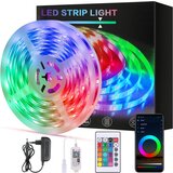 Glamaris Pametni WiFi LED trak 5 m 5050 RGB nadzor aplikacij, IP65 vodoodporen večbarvni prilagodljiv svetlobni trak z daljinskim upravljalnikom za domačo kuhinjo TV, (21167987) | Shoptok.si