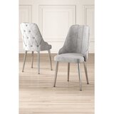 Hanah home set trpezarijskih stolica Krax 2 kom, siva tkanina Babyface, hromirane metalne noge | Eponuda.com