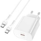 hoco. polnilec N22 Jetta PD 25W Type C s kablom Type C na Type C - bel | Shoptok.si
