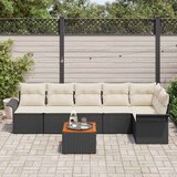  Sjedeća garnitura za vrt 7 kom. 6-Broj sjedala Crna i Krema 297,5 x 132,5 x 69 cm | shoptok.hr