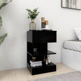 The Living Store Nočna omarica črna 40x35x65 cm iverna plošča - Nočna Omarica, (21432935) | Shoptok.si