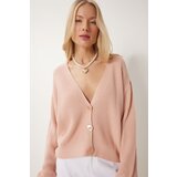 Happiness İstanbul Women's Powder V-Neck Buttoned Knitwear Cardigan Cene