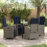 vidaXL set od 5 komada vrtne blagovaonske garniture sivi poli ratan | shoptok.hr